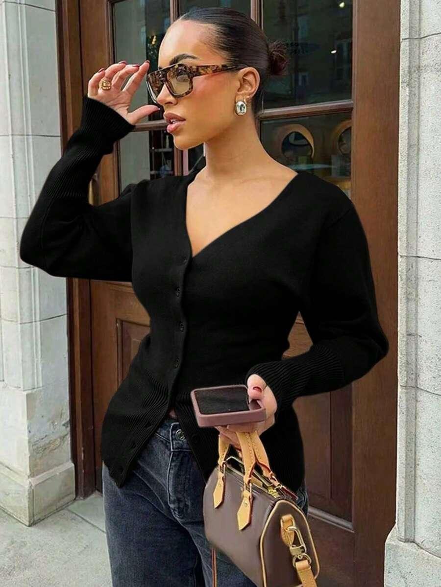 CZARNY ROZPINANY SWETER