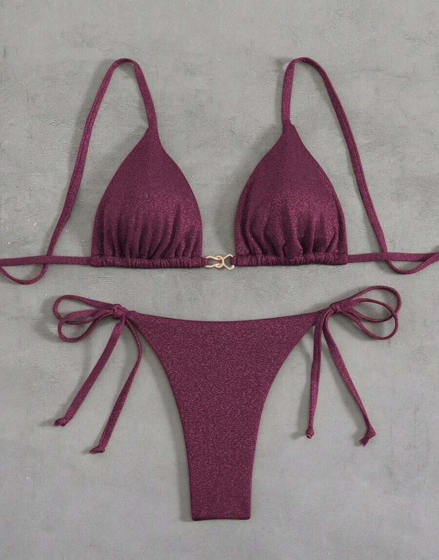 RÓŻOWY KOMPLET BIKINI WIĄZANIE