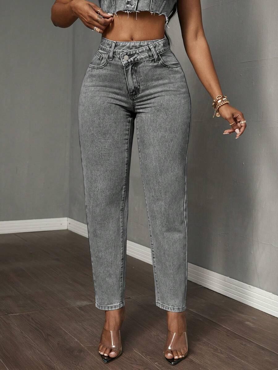 SZARE SPODNIE JEANS 