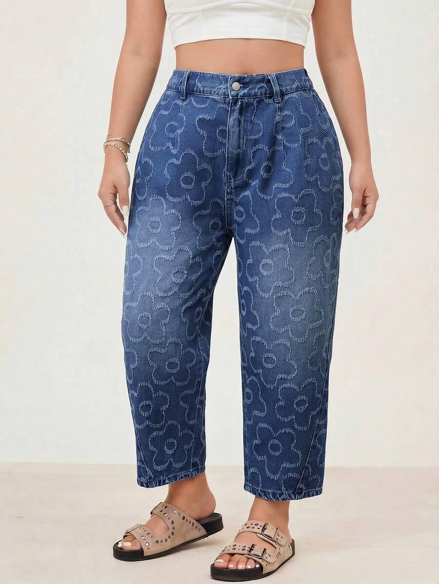 niebieskie jeansy kwiaty