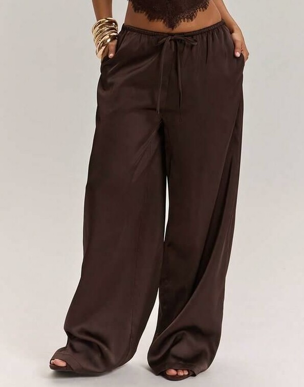 brązowe spodnie wide leg