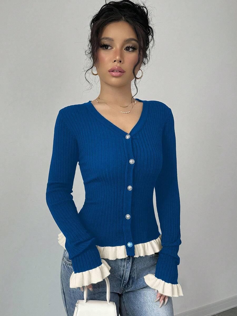 SWETER KARDIGAN kontrast