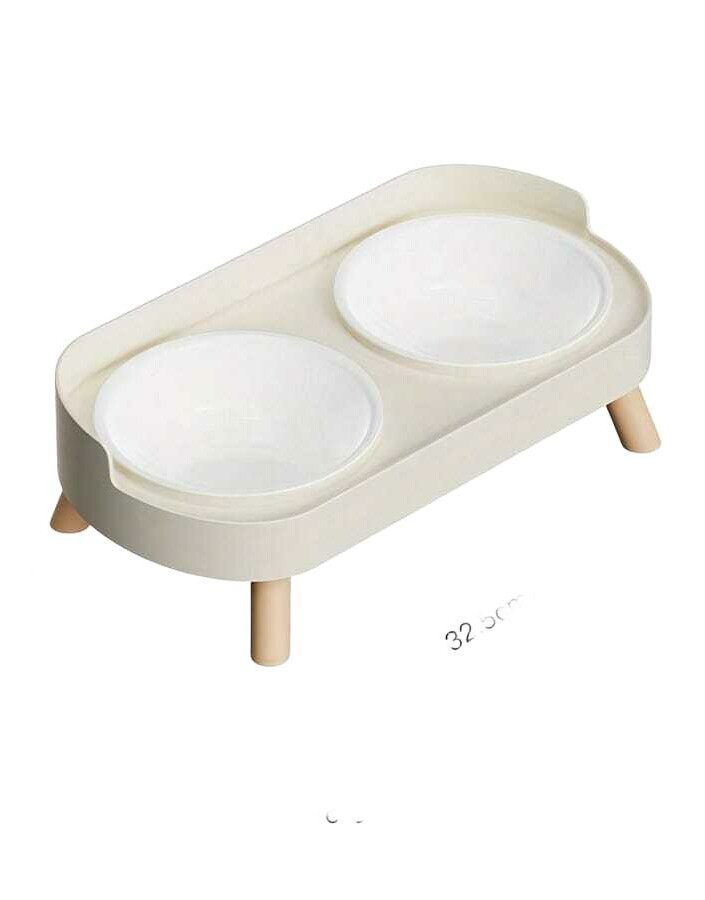 beżowa podwójna miska dla zwierząt
