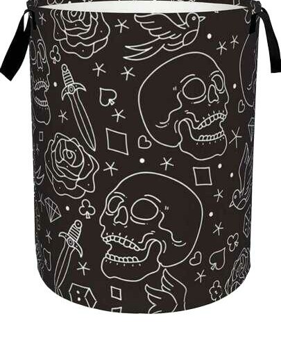 czarny kosz na pranie nadruk