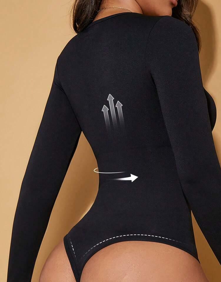 CZARNE MODELUJĄCE BODY długi rękaw