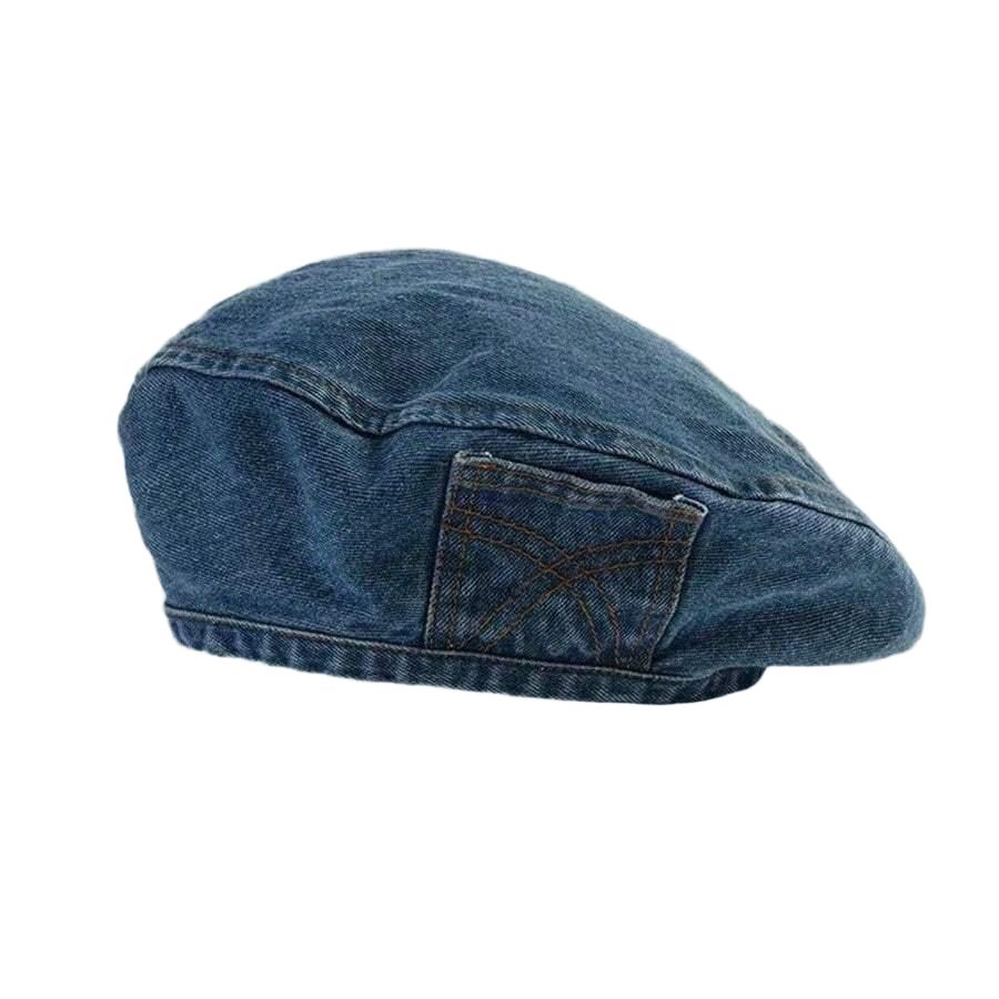 niebieski beret jeans