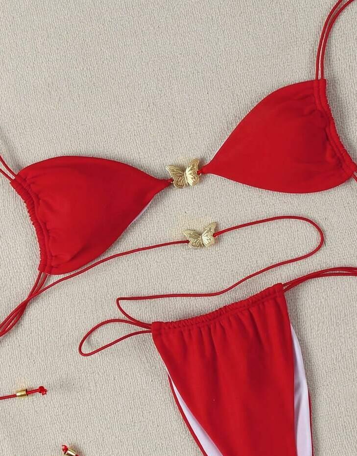 czarna góra od bikini wiązanie ozdoba