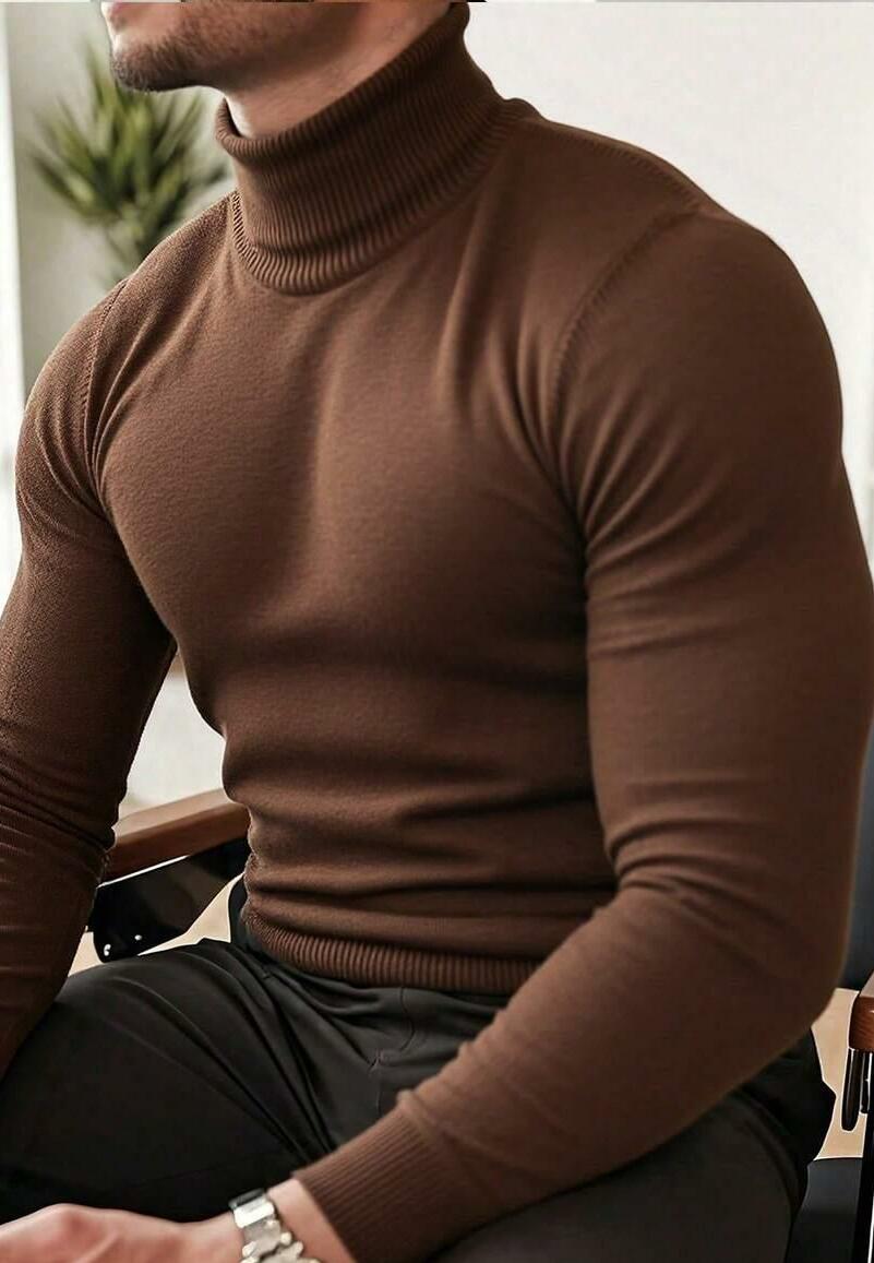 brązowy sweter golf