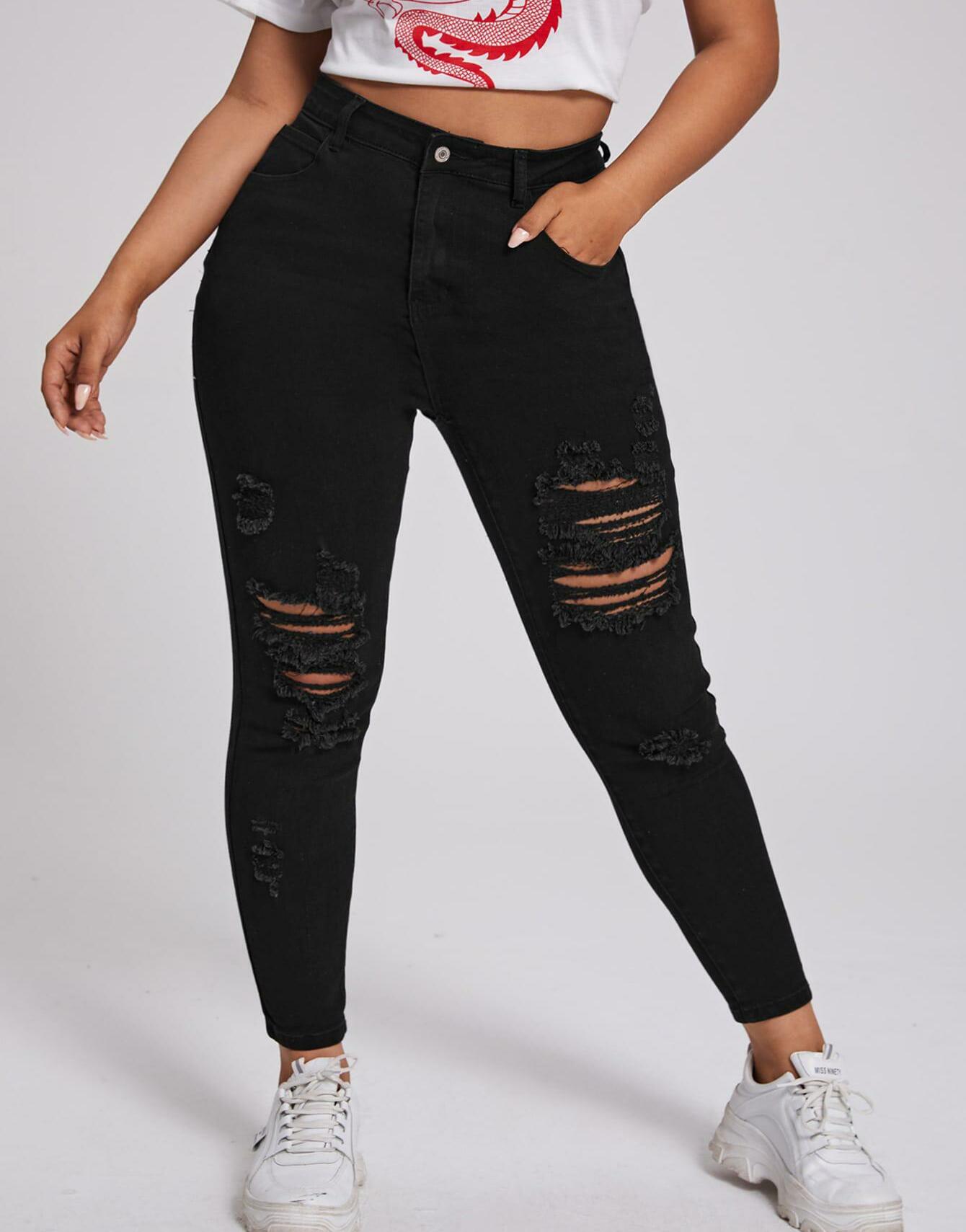 CZARNE SPODNIE JEANS RURKI 