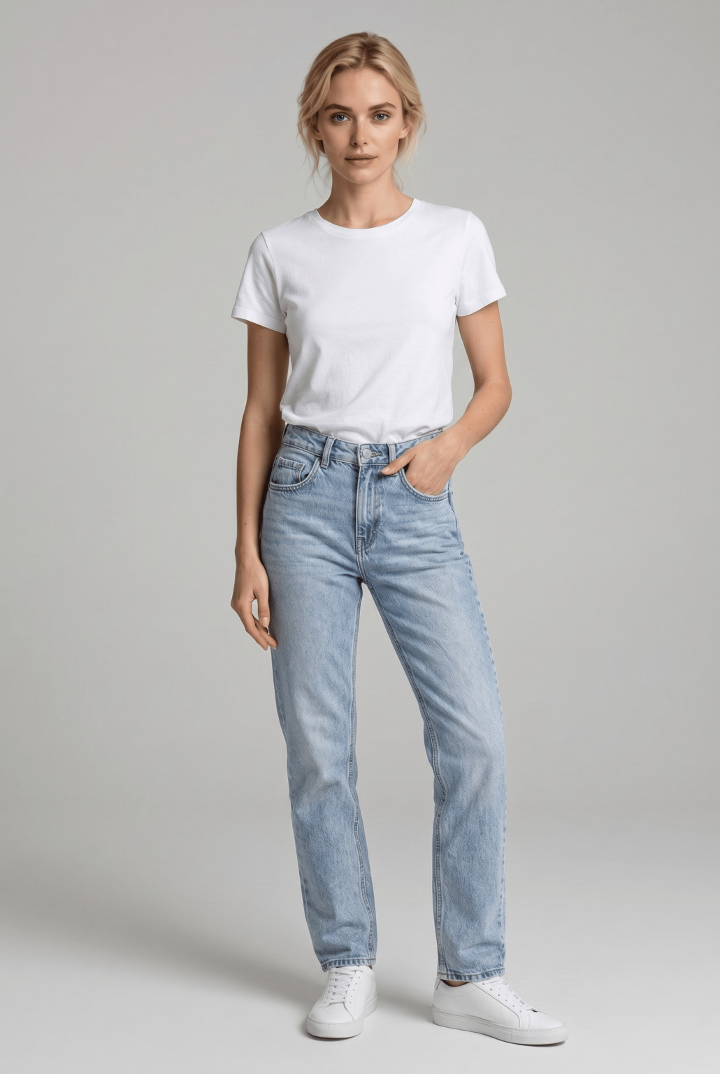 proste spodnie jeans wysoki stan