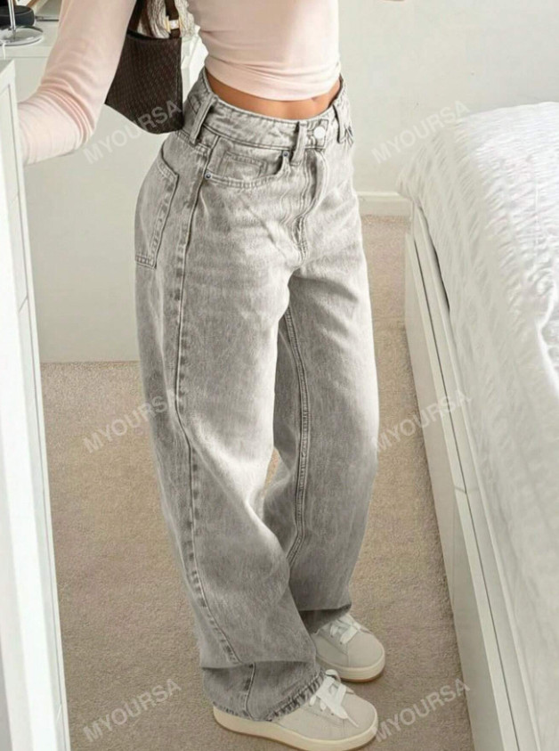SZARE LUŹNE SPODNIE JEANS 