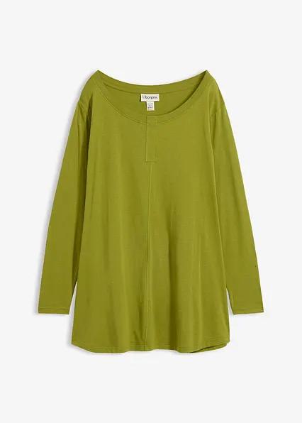 BLUZKA DAMSKA BAWEŁNIANA Z OKRĄGŁYM DEKOLTEM I DŁUGIM RĘKAWEM