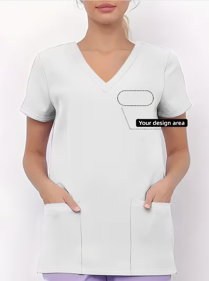 biały fartuch t-shirt kieszenie