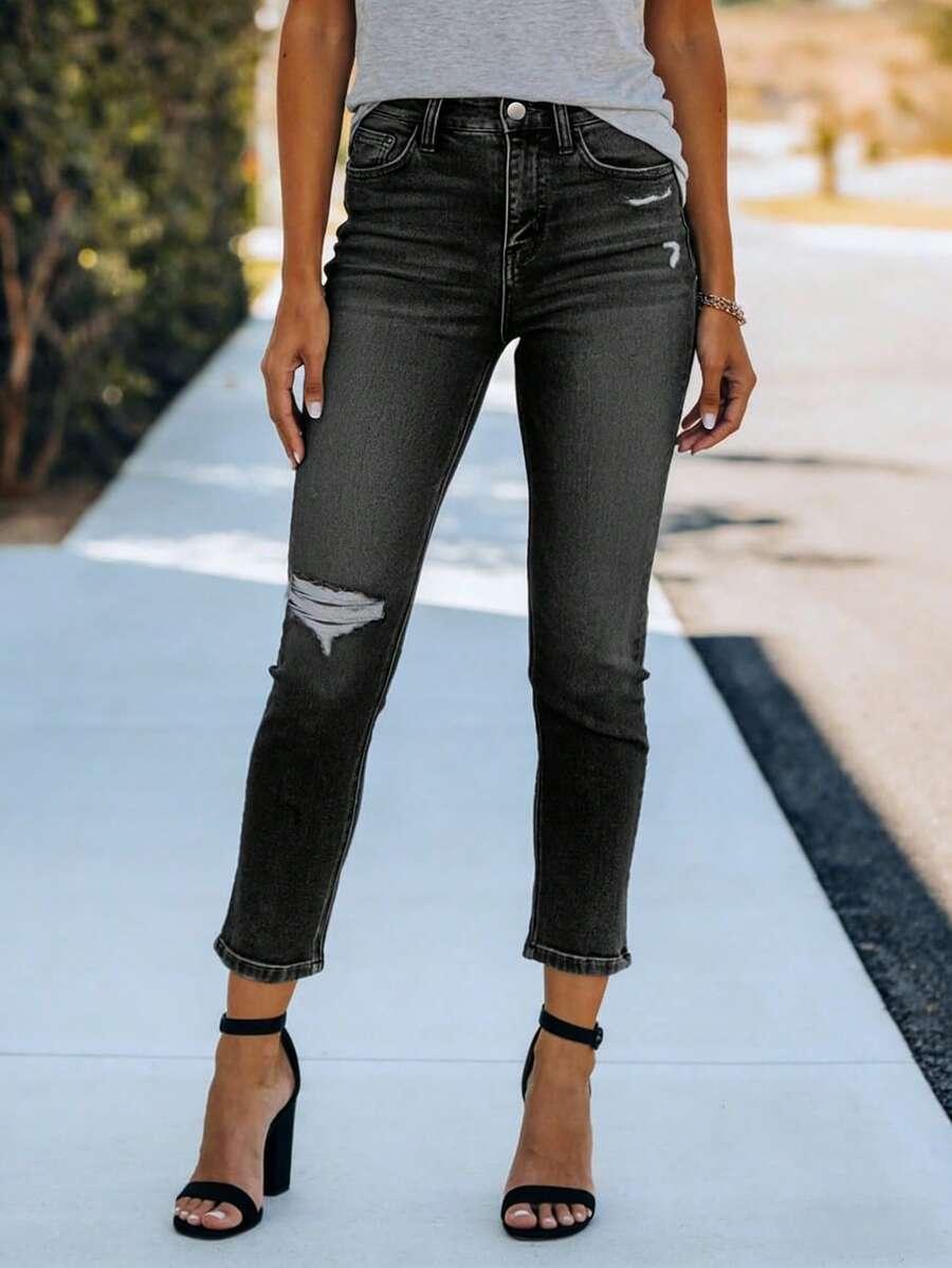 CZARNE SPODNIE JEANS