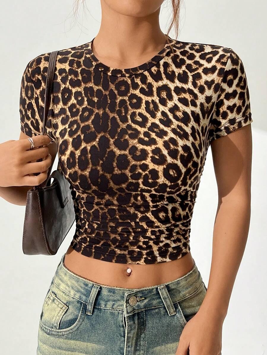 BRĄZOWY TOP ANIMAL PRINT