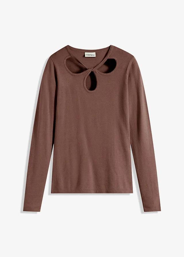 SWETER DAMSKI DOPASOWANY Z WYCIĘCIAMI