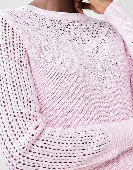 SWETER AŻUROWY Z DOMIESZKĄ LNU