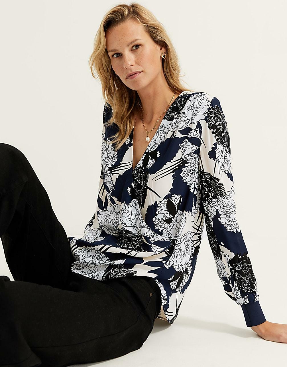 bluzka v-neck wzór T50-2048T-Y4