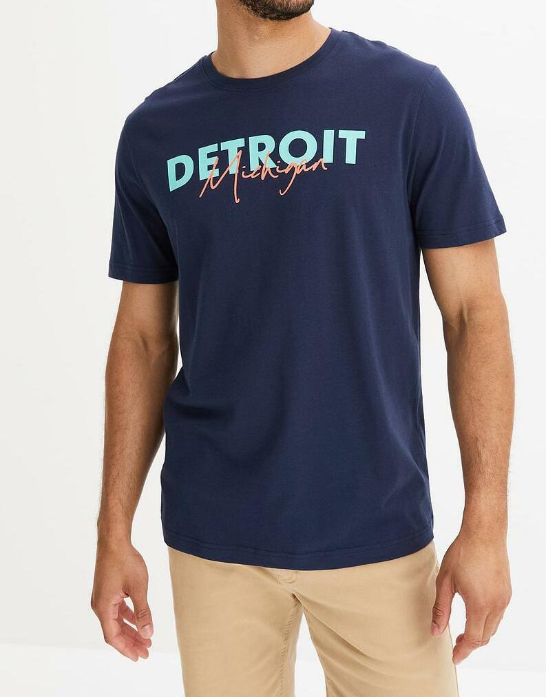 T-SHIRT MĘSKI BAWEŁNIANY OKRĄGŁY DEKOLT 
