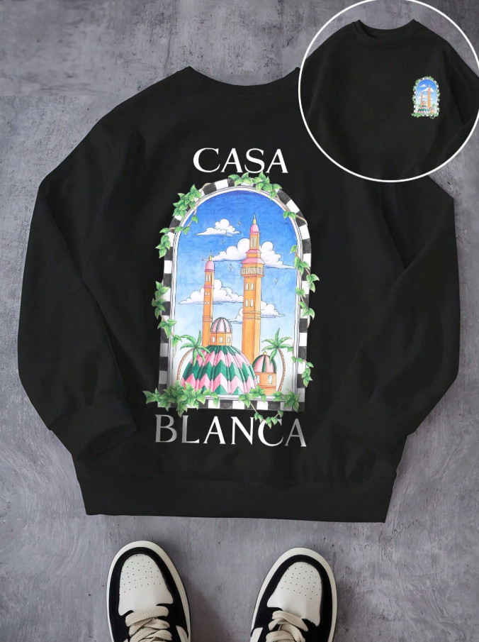 czarna bluza casa blanca nadruk