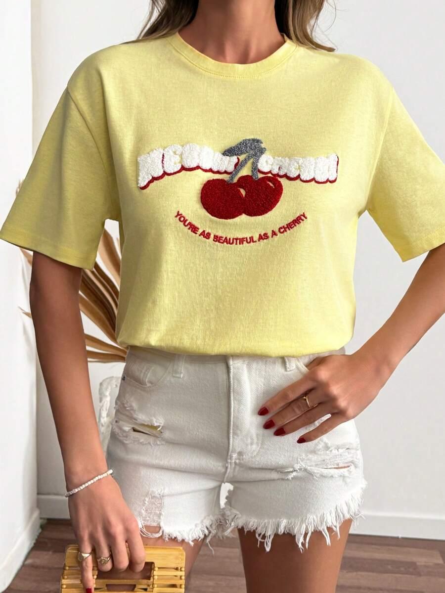 żółty t-shirt nadruk