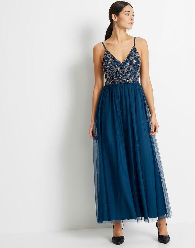  MAXI SUKIENKA NA RAMIĄCZKACH V-NECK