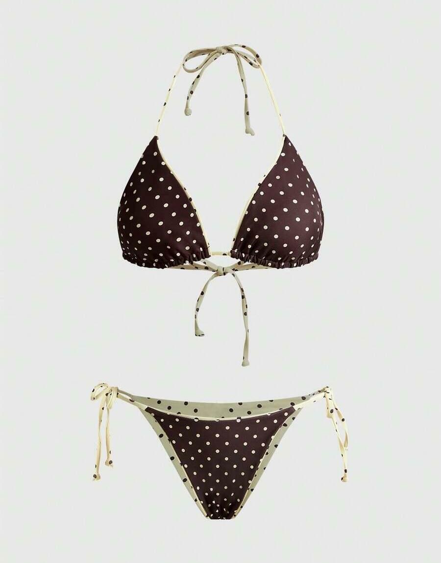 komplet bikini wzór groszki