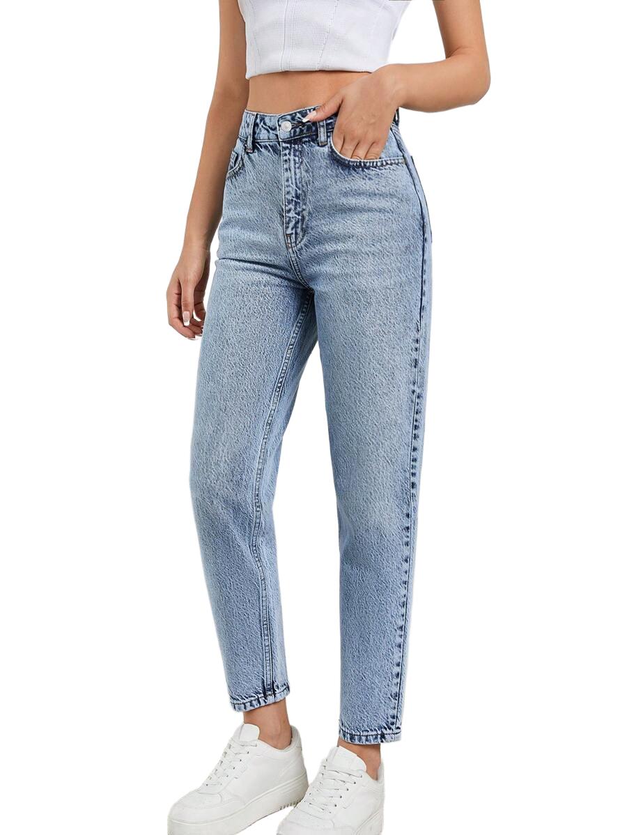JEANSOWE SPODNIE MOM FIT Z WYSOKIM STANEM