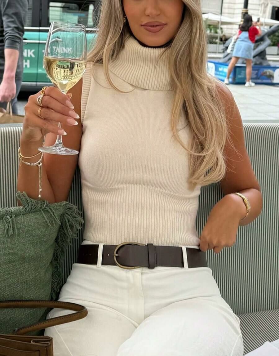 dzianinowy top z golfem
