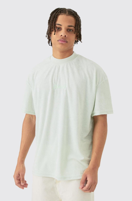 zielony t-shirt okrągły dekolt 