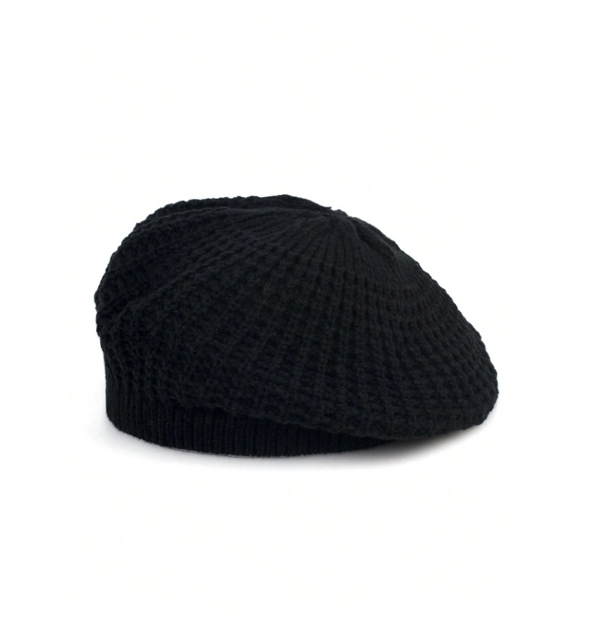 czarny beret dzianina