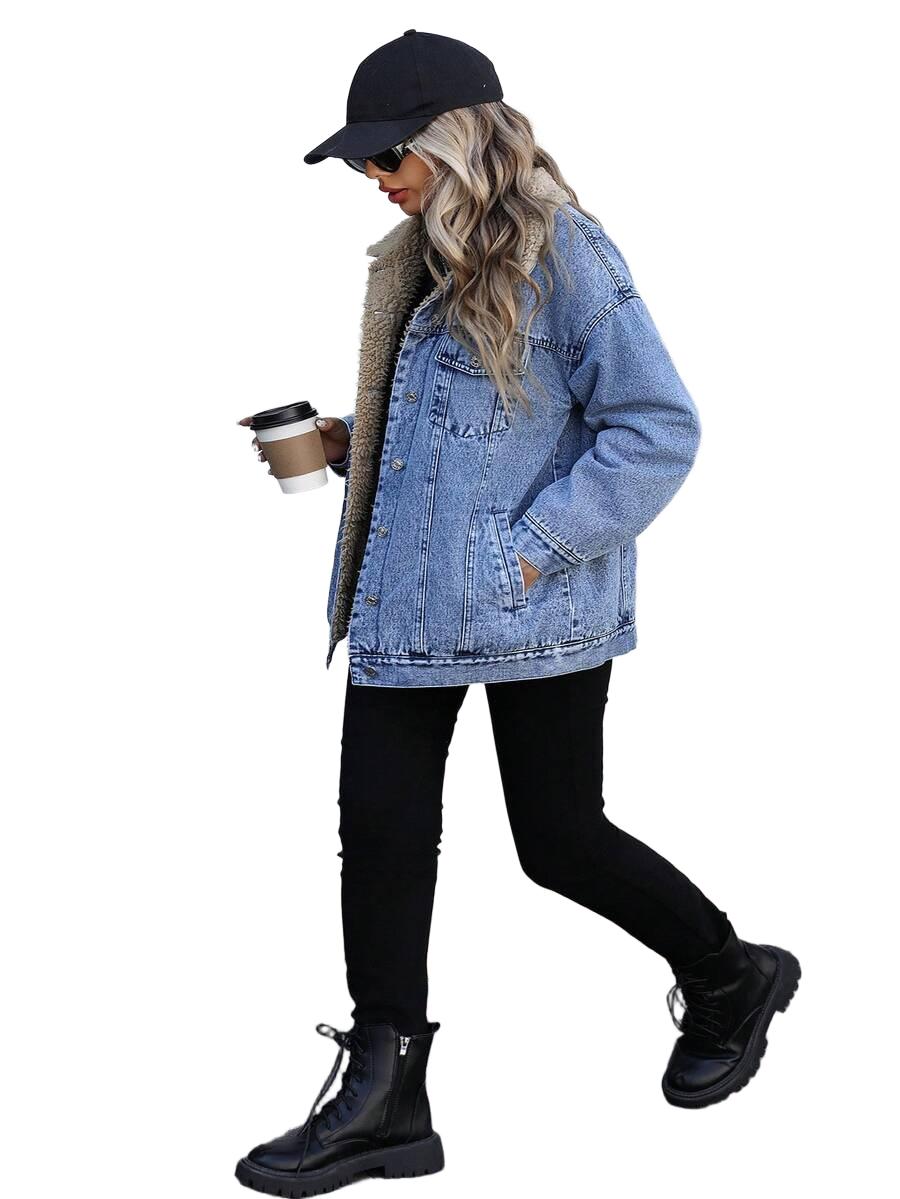 NIEBIESKA KURTKA JEANS kołnierzyk