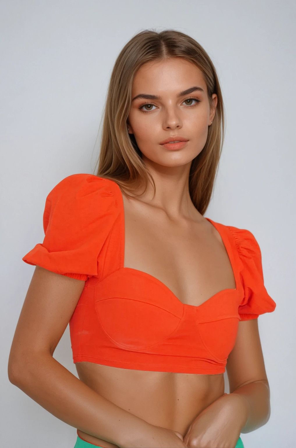 czerwony crop top krótki rękaw