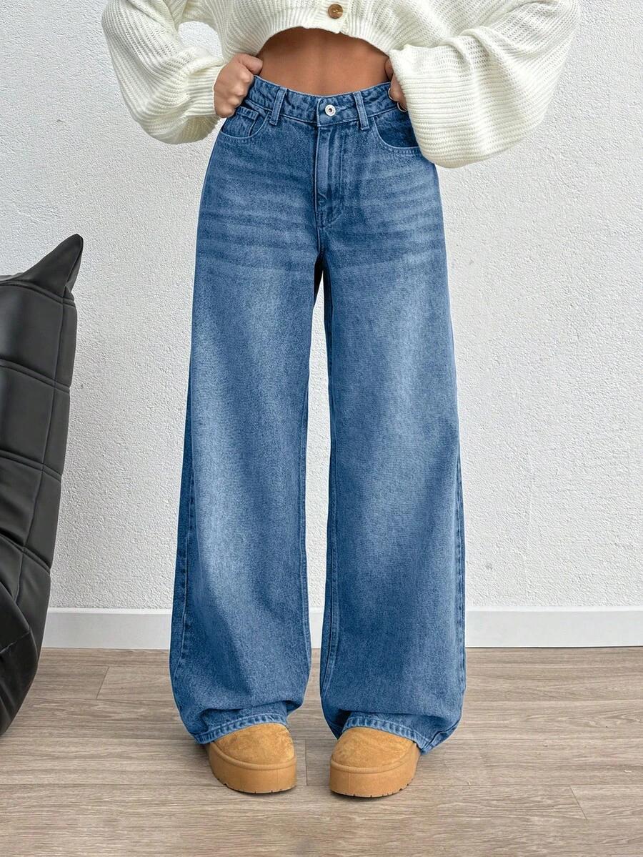 spodnie jeans szeroka nogawka