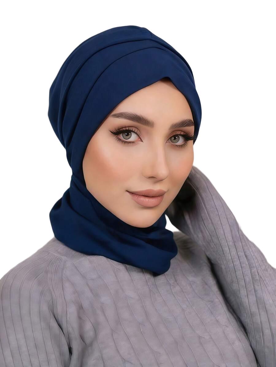 granatowy turban na głowę