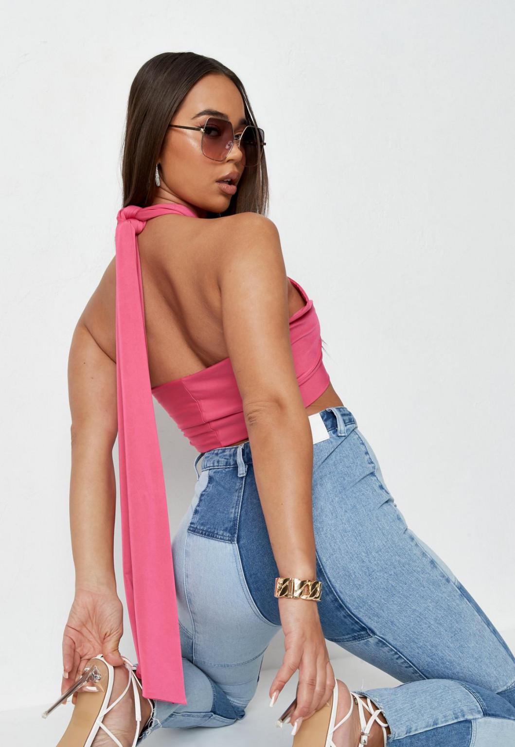 NEONOWY WIĄZANY CROP TOP