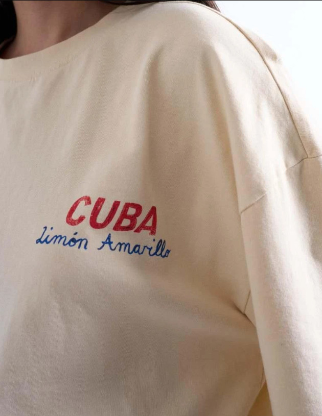 BEŻOWY T-SHIRT NADRUK CUBA
