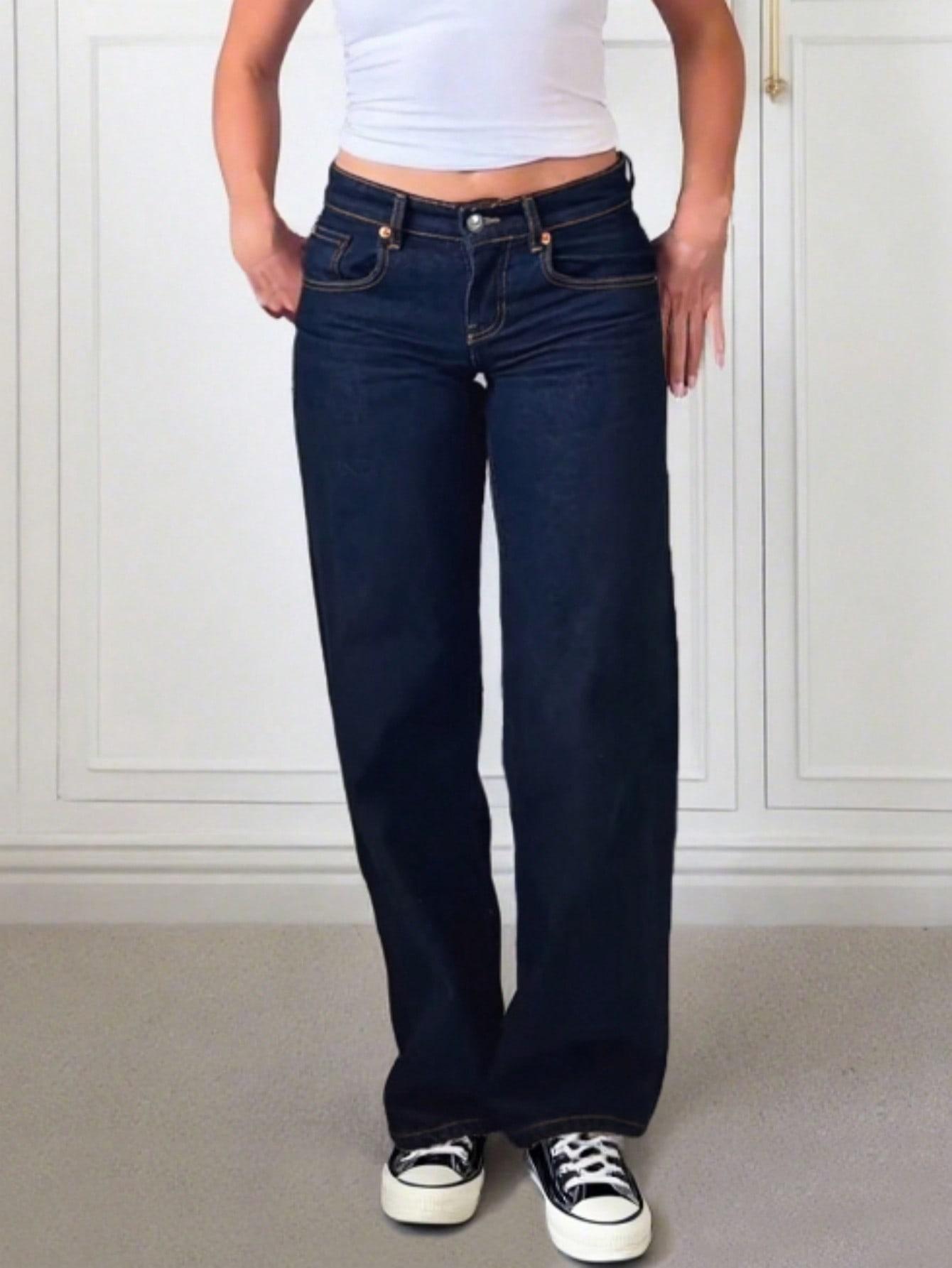 GRANATOWE SPODNIE JEANS