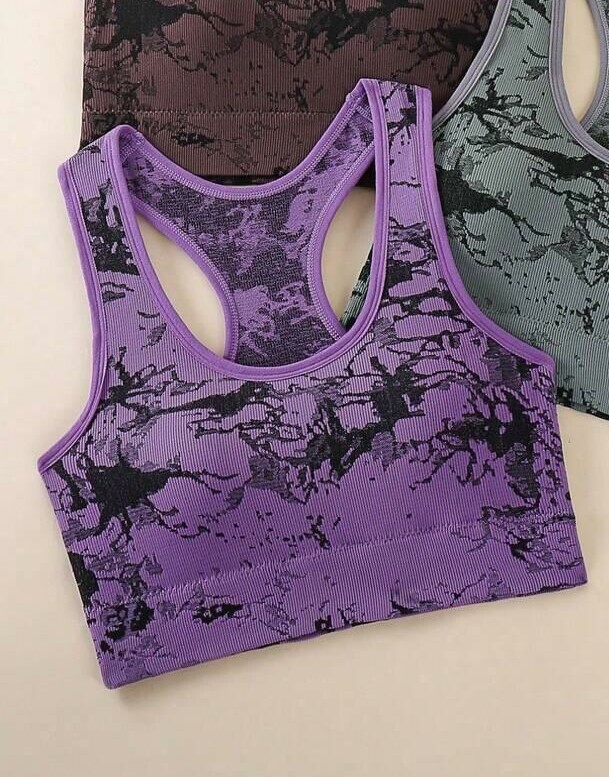 FIOLETOWY BIUSTONOSZ SPORTOWY TIE-DYE
