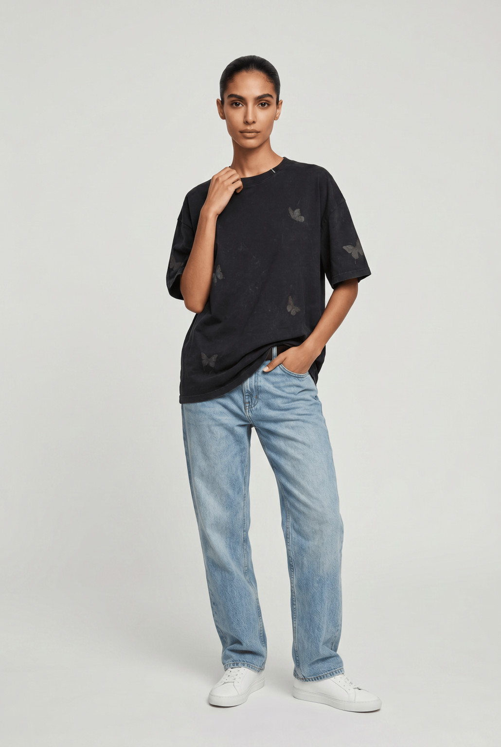 czarny t-shirt oversize NADRUK