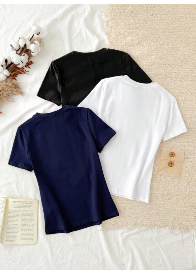 gładki t-shirt basic 2-pack