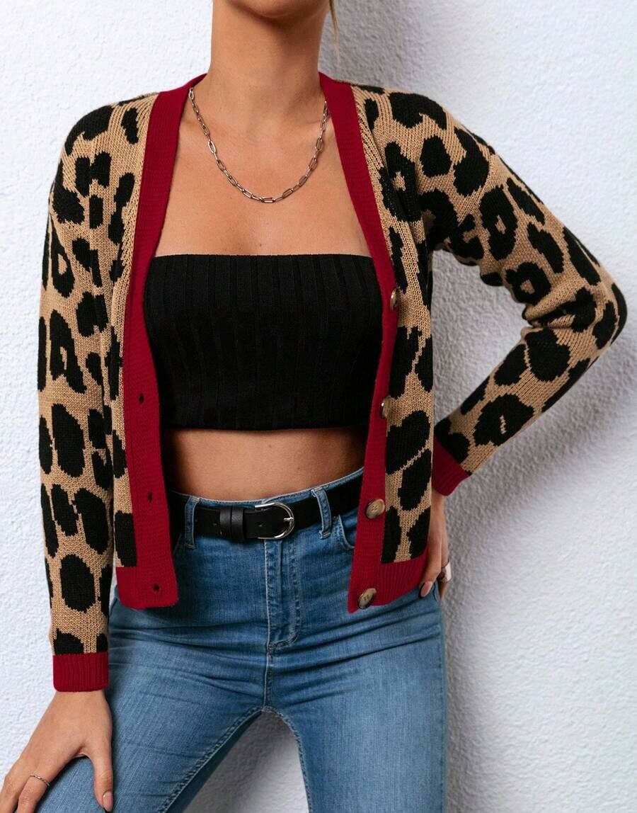 SWETER ANIMAL PRINT guziki