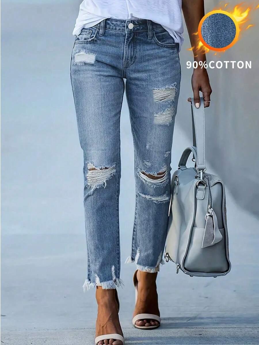 spodnie jeans przetarcia