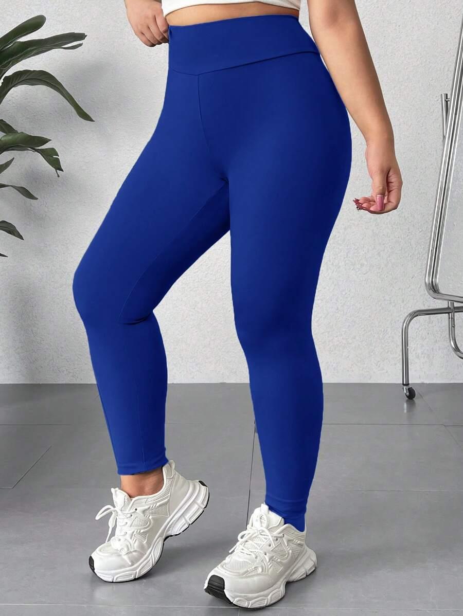 niebieskie klasyczne legginsy 