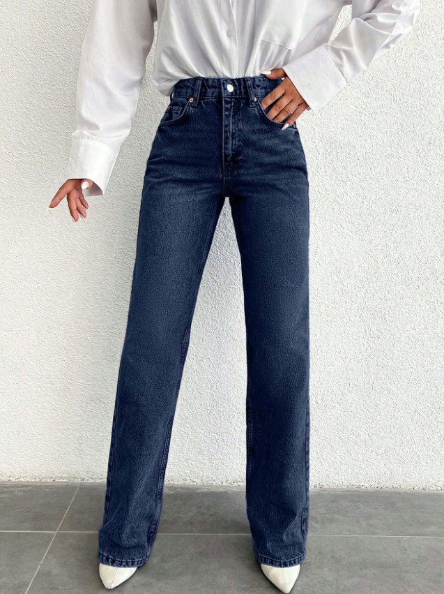 GRANATOWE SPODNIE JEANS 