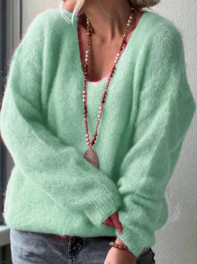 miętowy luźny sweter