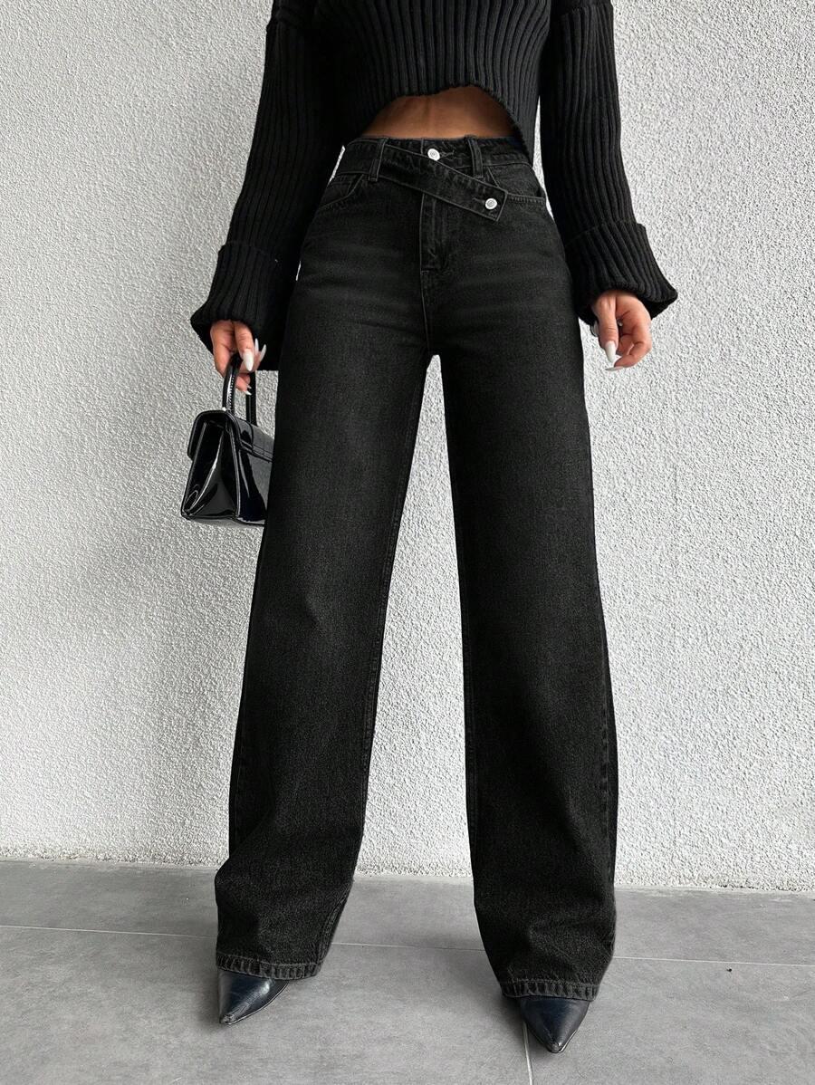 CZARNE SPODNIE JEANS 