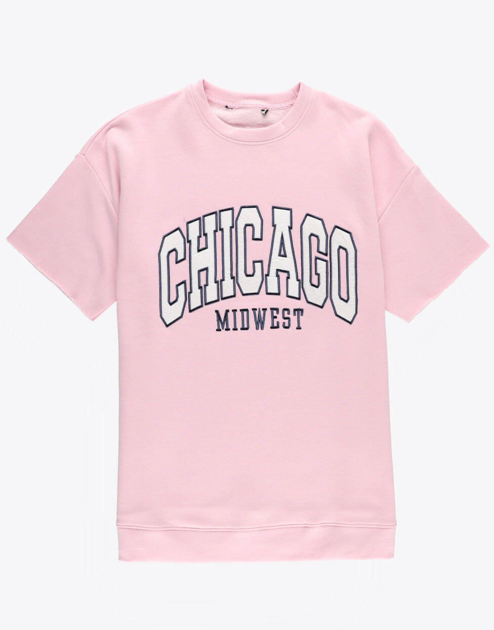 różowa bluza napis chicago krótki rękaw