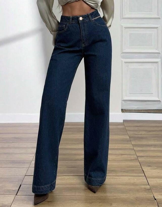 GRANATOWE SPODNIE JEANS