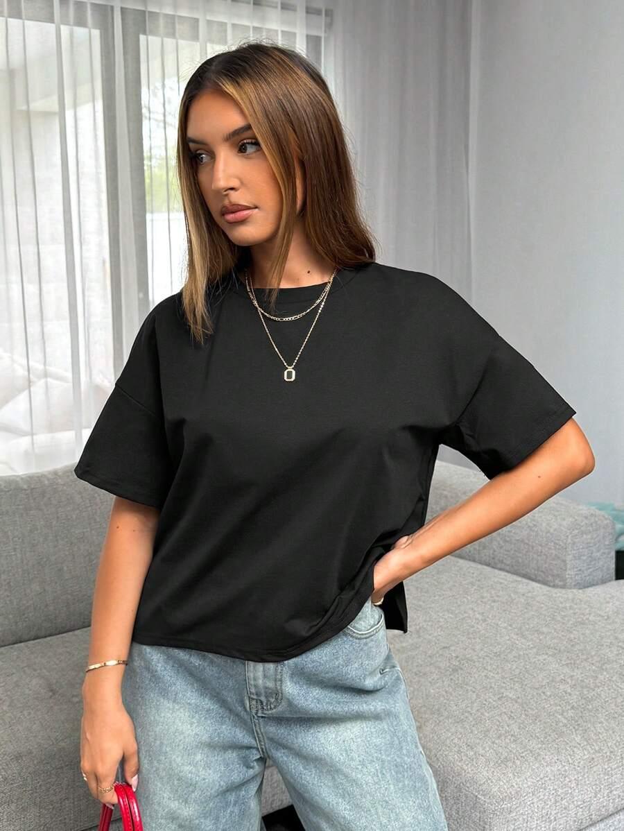 CZARNY T-SHIRT DŁUGI RĘKAW